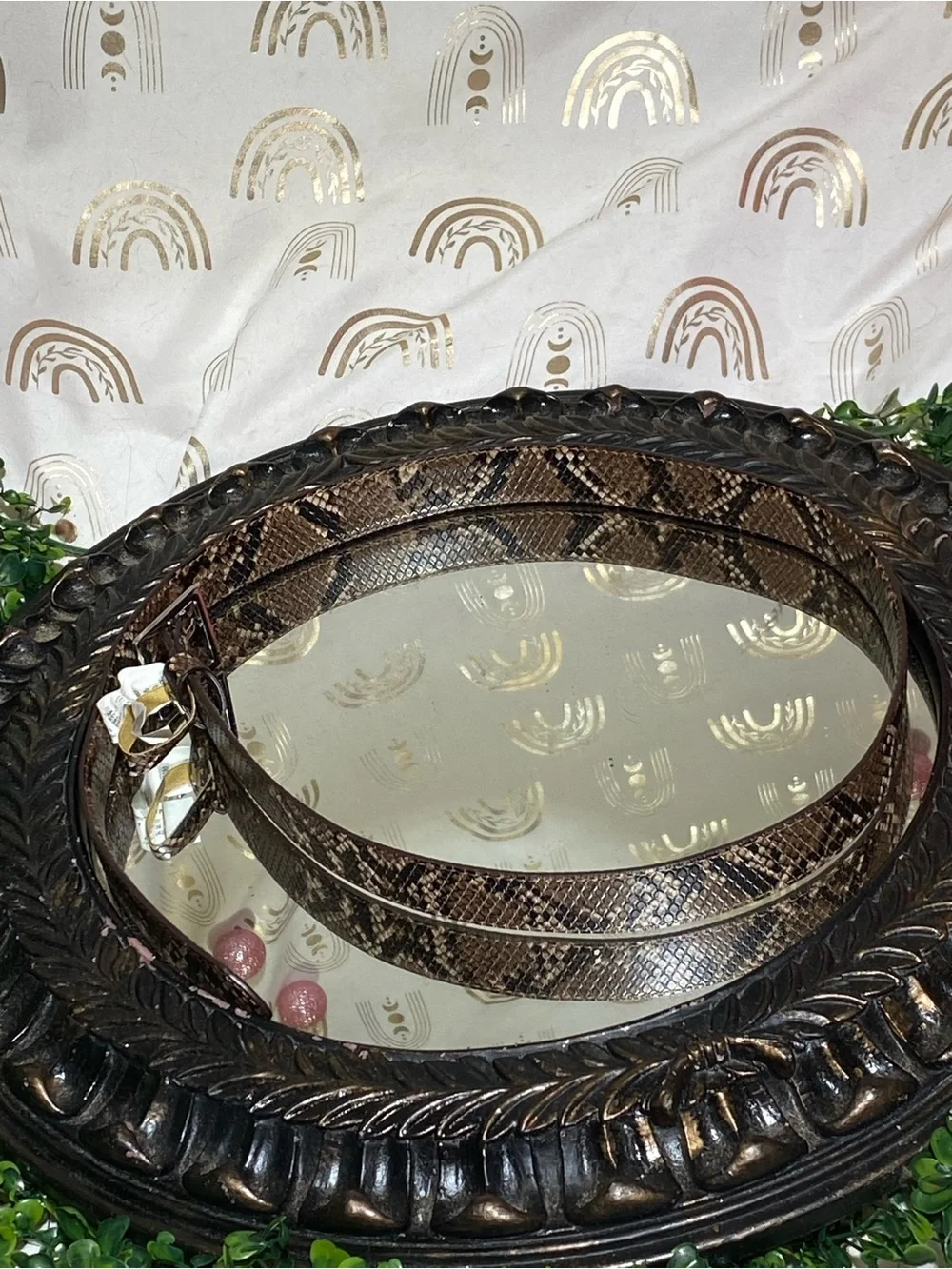 Target Brown Snake-Print Women's Belt with Gold Buckle